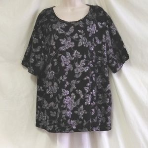 Kathie Lee Woman Plus Size Top 26/26W Black Silver